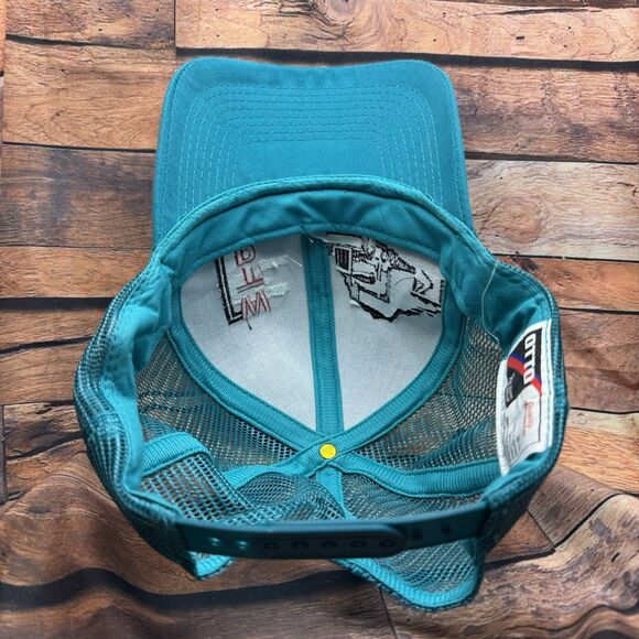 Vintage West Texas Peterbilt Amarillo Teal Trucker Hat Snapback Mesh Semi Truck - Picture 5 of 7